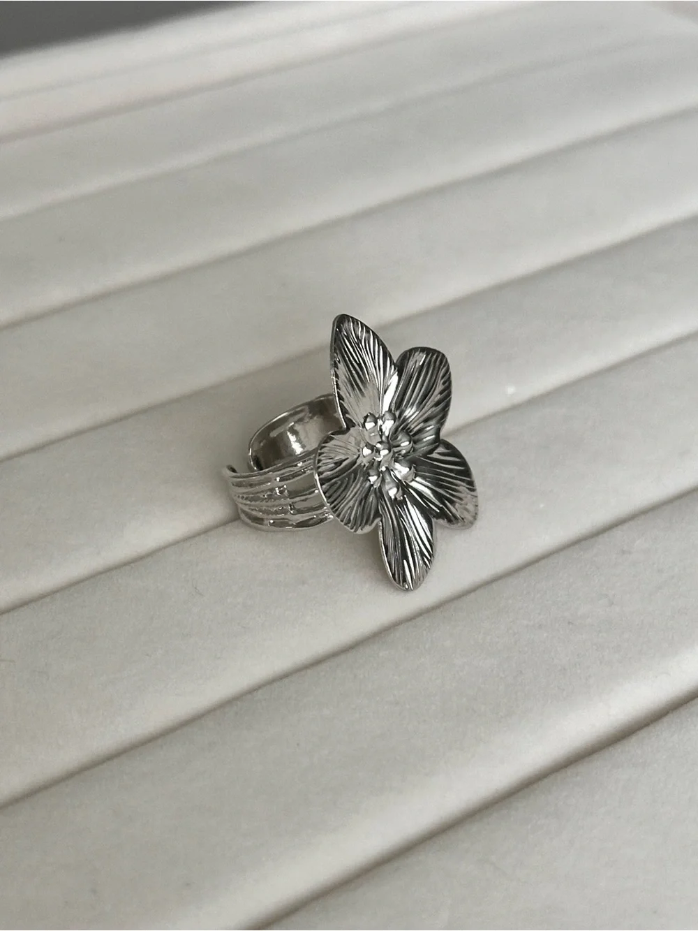 New! Silver Floral Statement Ring - Picture 3 of 5